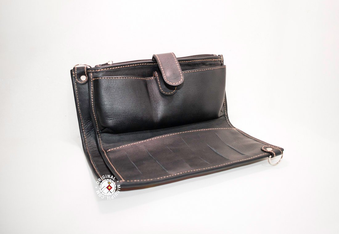 Elegante porta documentos, hecho artesanalmente en piel y textil guatemalteco - Imagen 3